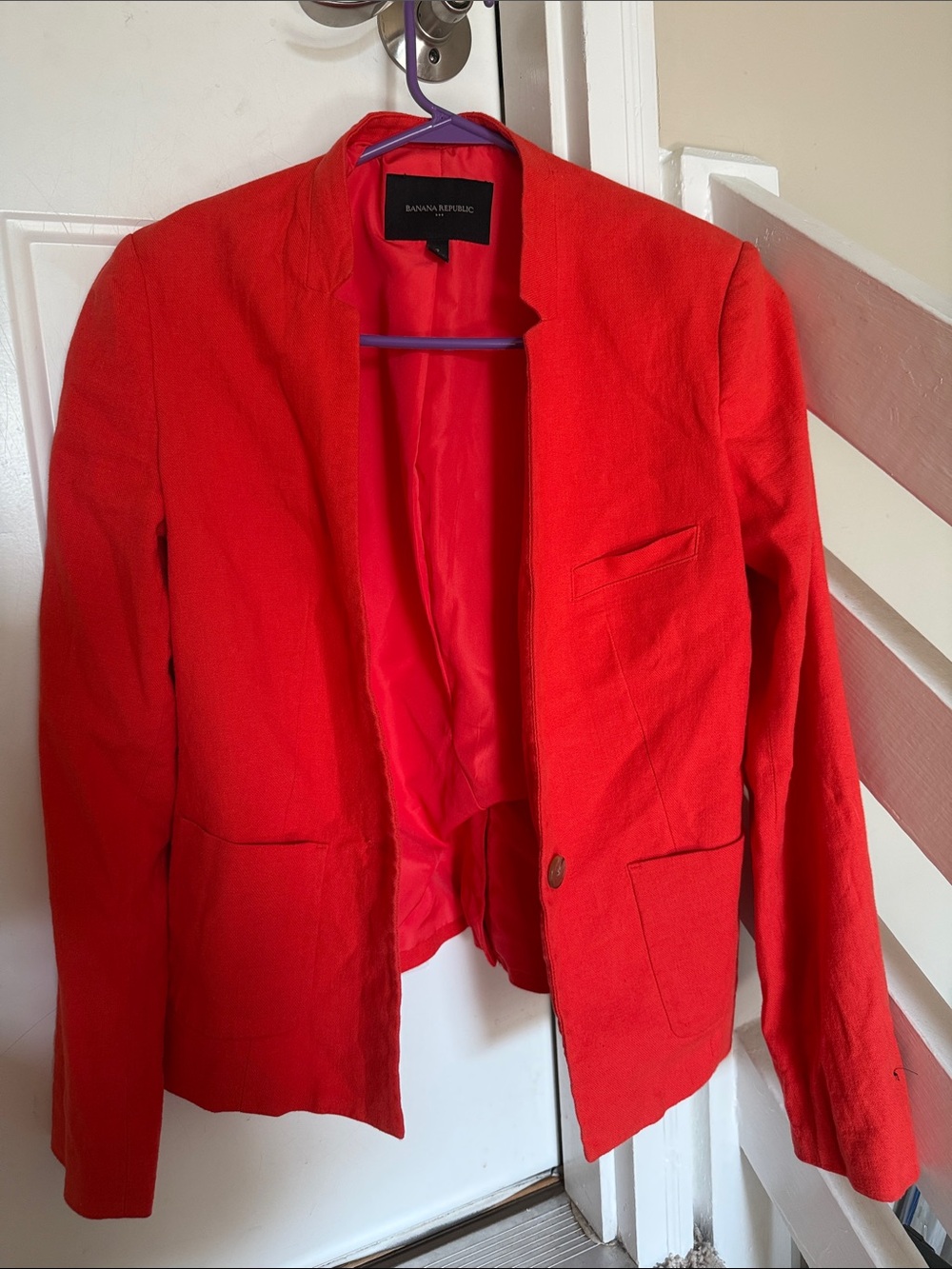 Banana Republic Women's Bright Red Open-Front Blazer